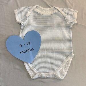 Rene Rofe - Soft Short Sleeve Blue and White Striped Bodysuit/Onesie top
